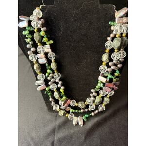 Sterling 925 statement necklace baroque pearls, freshwater pearls, Jasper